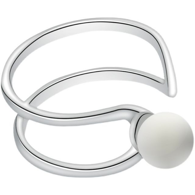 Pearl Ring Open Sterling Layered Silver Faux