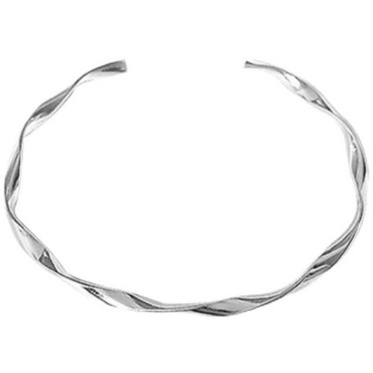 Sterling Silver Twisted Bangle Open