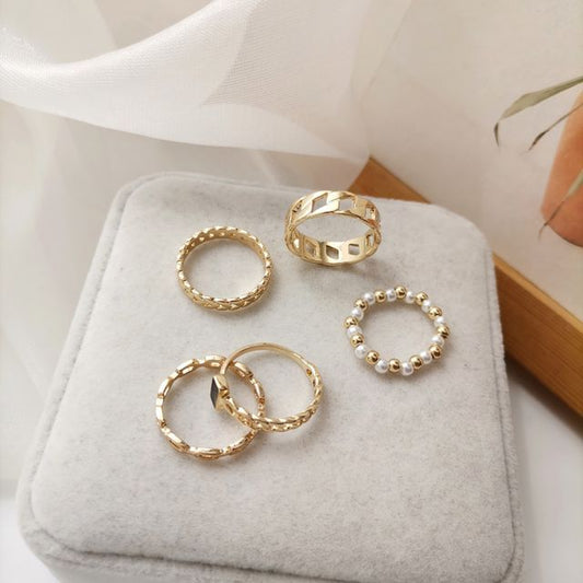 (various Alloy of Pearl Faux / Ring 5: designs) Set