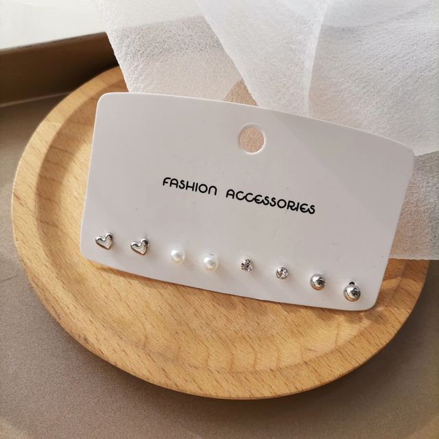 4 Alloy Earring Faux Pair (various Set: / Rhinestone Pearl designs)