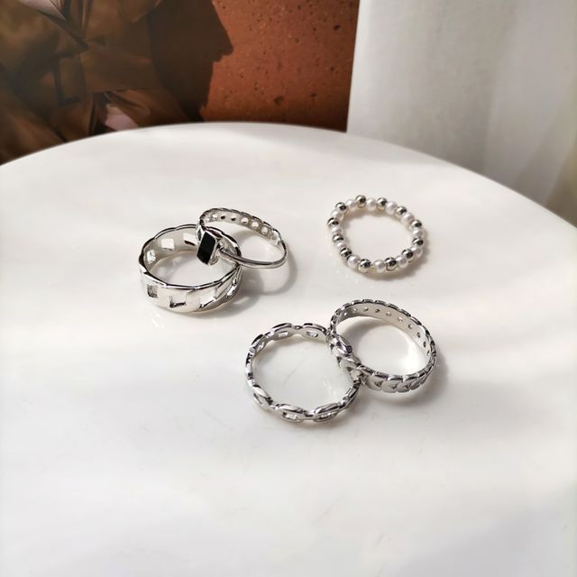 (various Alloy of Pearl Faux / Ring 5: designs) Set