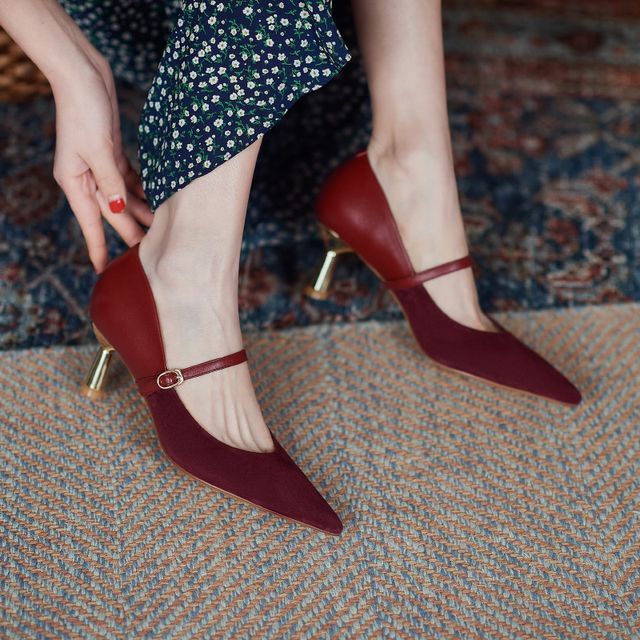 Heel Jane Mary Pumps Pointy-Toe Stiletto