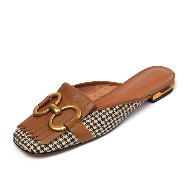 Mules Buckled Houndstooth