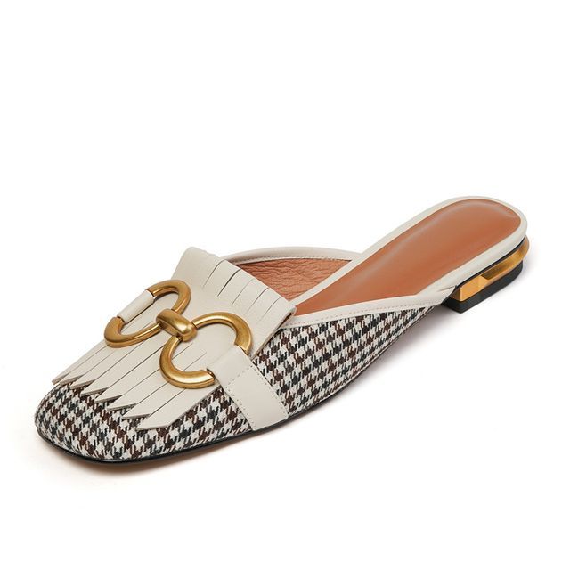 Mules Buckled Houndstooth