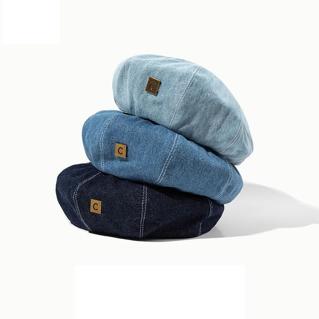 Hat Denim Applique Beret