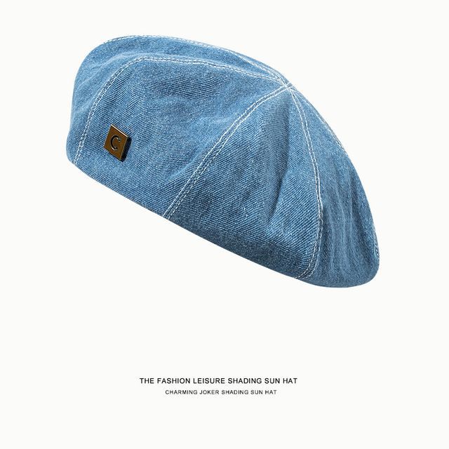 Hat Denim Applique Beret