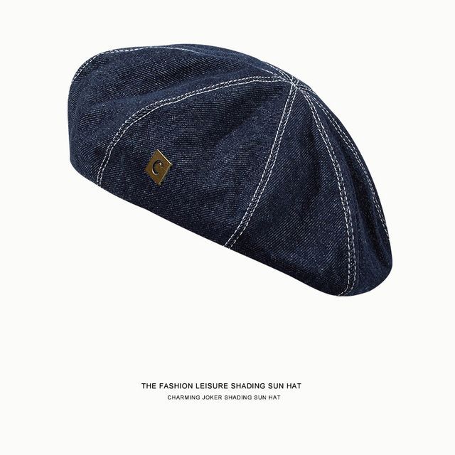 Hat Denim Applique Beret