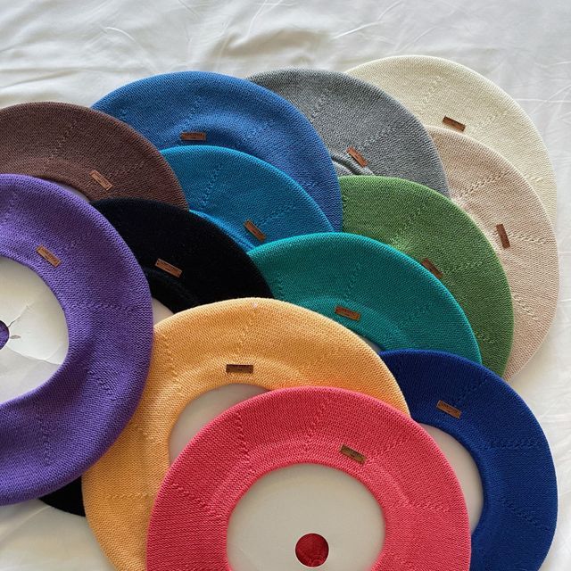 Cotton Hat Beret Plain Linen