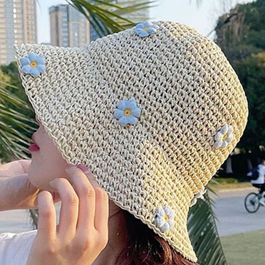 Floral Woven Hat Sun