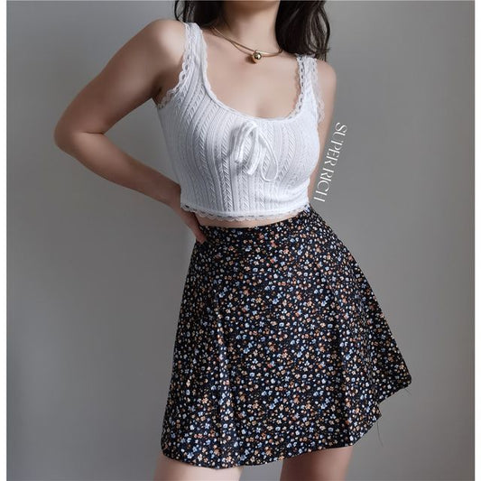 Skirt Mini Print A-Line Floral