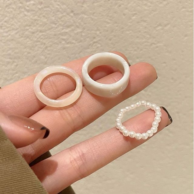 Pearl Resin Set + 3: Faux Of Ring