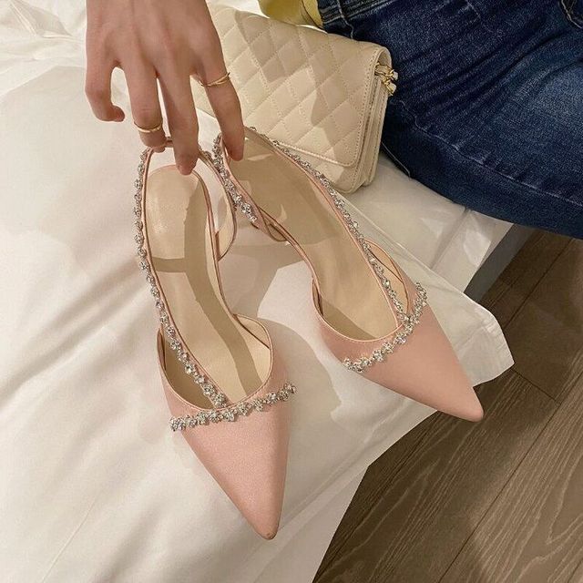 Heel Stiletto Rhinestone Sandals Pointy