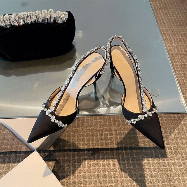 Heel Stiletto Rhinestone Sandals Pointy