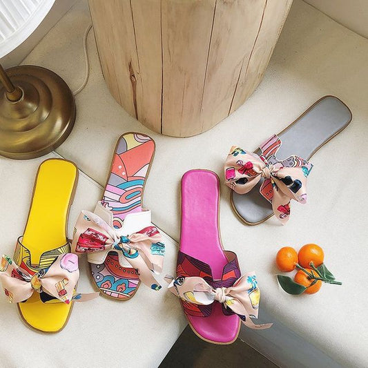 Ribbon Flat Sandals Slide