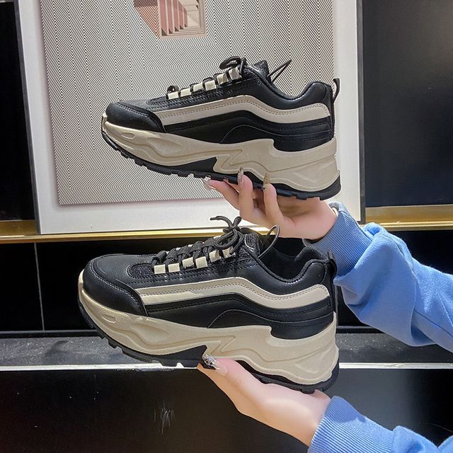 Athletic Two-Tone Sneakers Platform