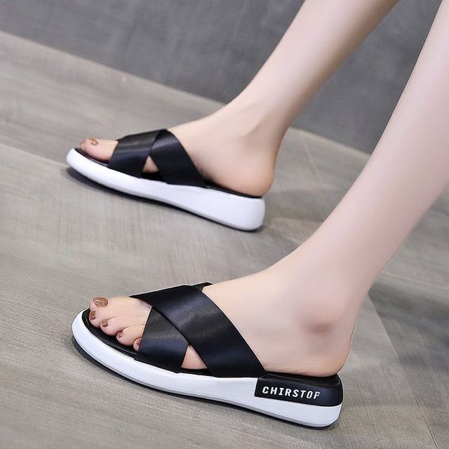 Slide Sandals Platform Crisscross