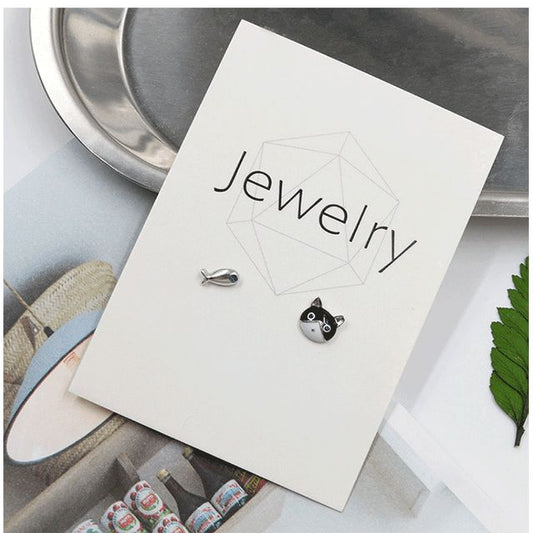 Cat Asymmetrical Earring Stud Fish