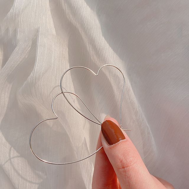 Hoop Sterling Silver Heart Earring