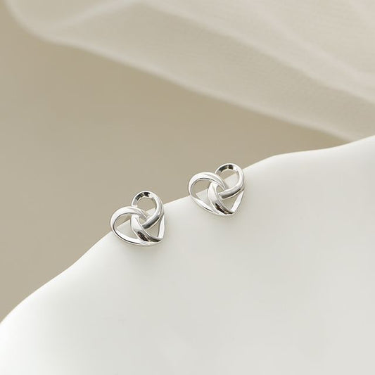 Sterling Earring Heart Stud Silver