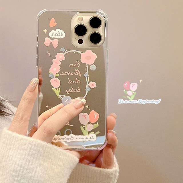Mirrored Flower Case Phone