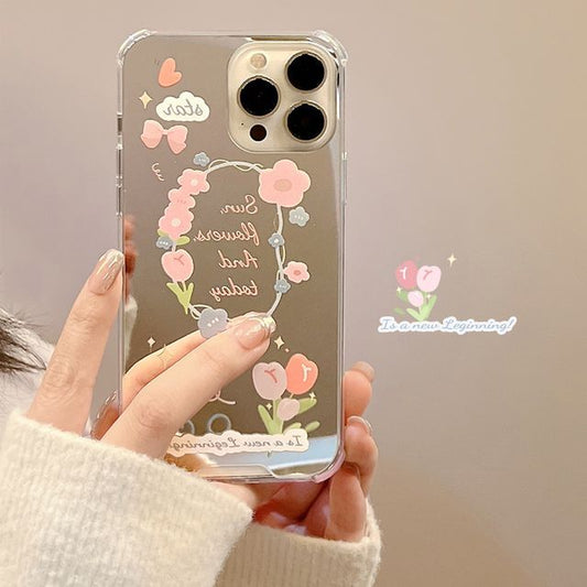 Mirrored Flower Case Phone