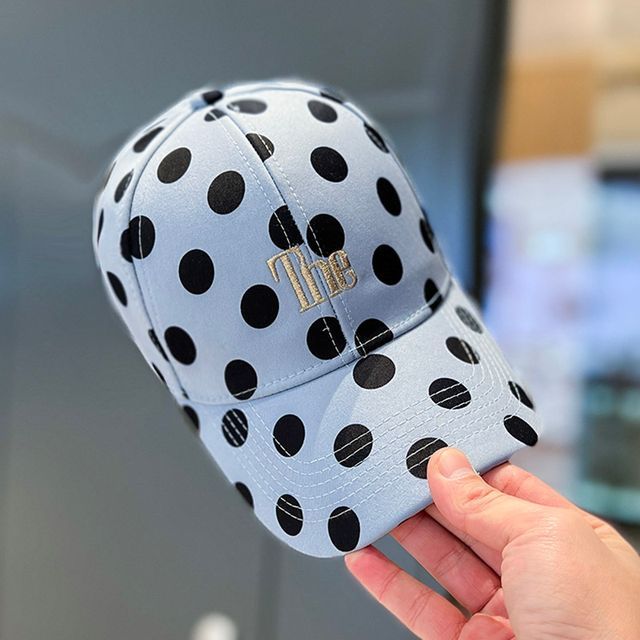 Baseball Lettering Polka Dot Cap Embroidered