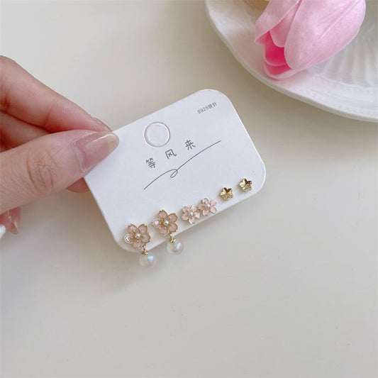 Pair designs) Set: (various 3 Sakura Alloy Earring