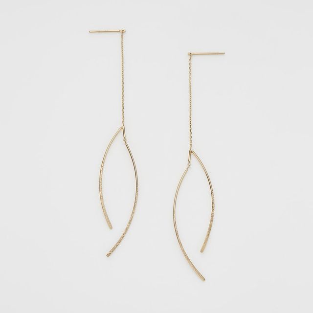 Pendant Faux Curve Fringed Silver Gemstone Earring / Sterling