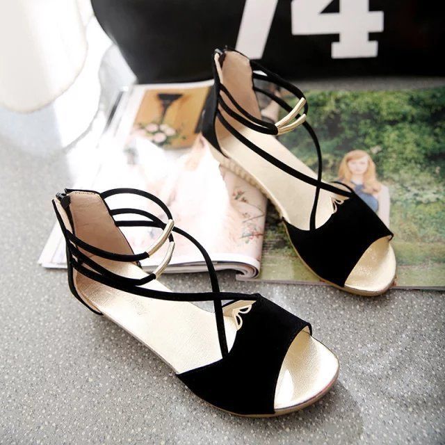 Ankle-Strap Low-Heel Sandals