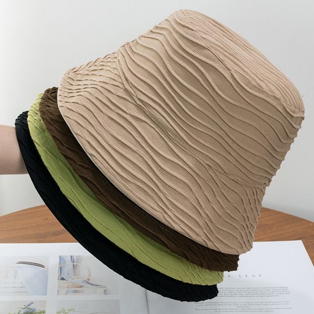 Reversible Hat Wavy Texture Plain Bucket