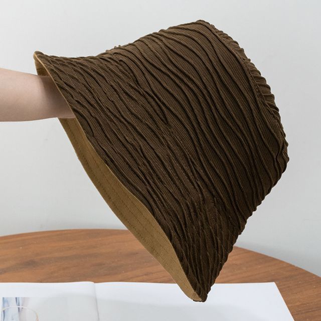 Reversible Hat Wavy Texture Plain Bucket