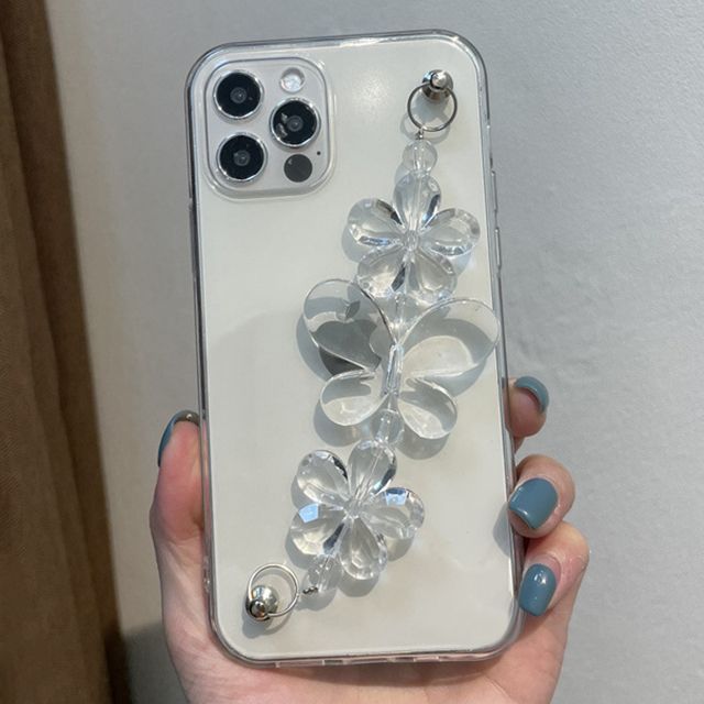 Flower Case Phone Transparent Chain