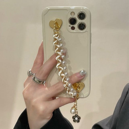 Phone Chain Faux Flower Pearl Case