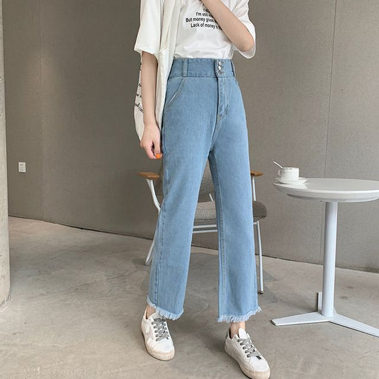 Jeans Waist Cropped Loose High Fit
