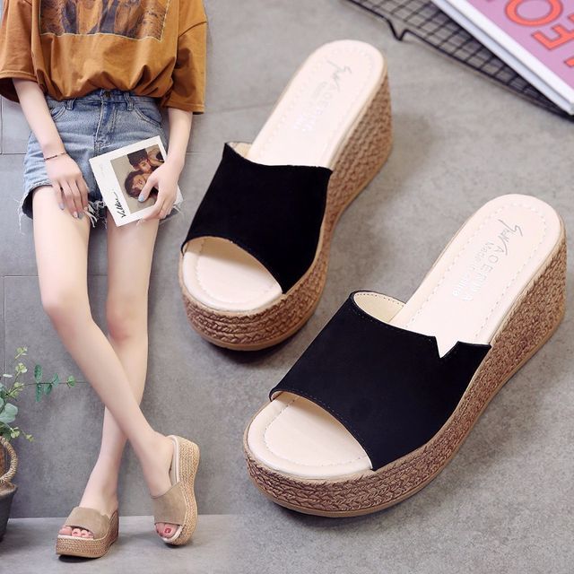 Wedge-Heel Sandals Slide Platform