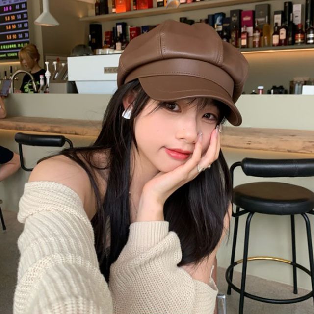 Cap Newsboy Faux Leather