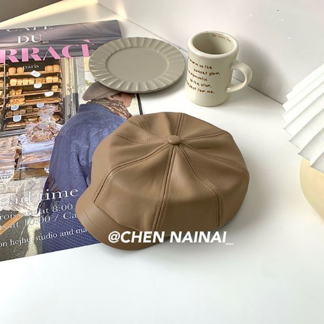 Cap Newsboy Faux Leather