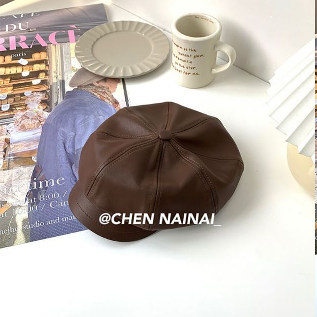 Cap Newsboy Faux Leather