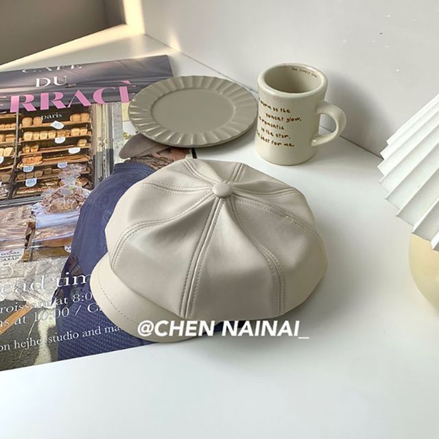 Cap Newsboy Faux Leather