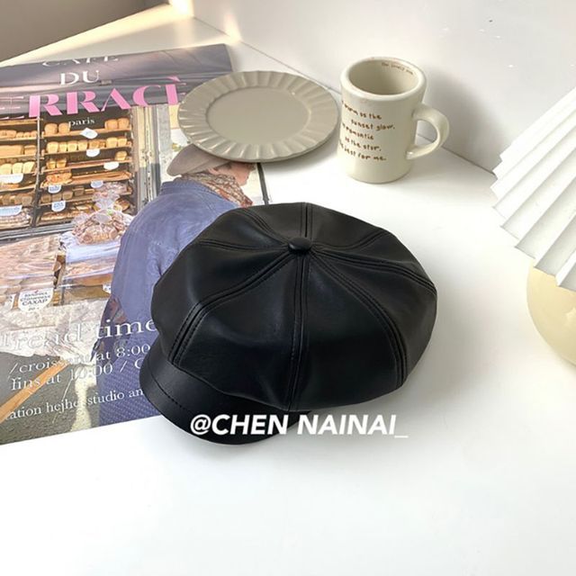 Cap Newsboy Faux Leather