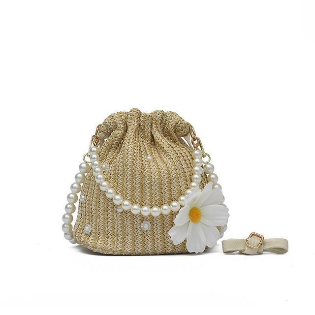 Bag Strap Faux Woven Bucket Pearl
