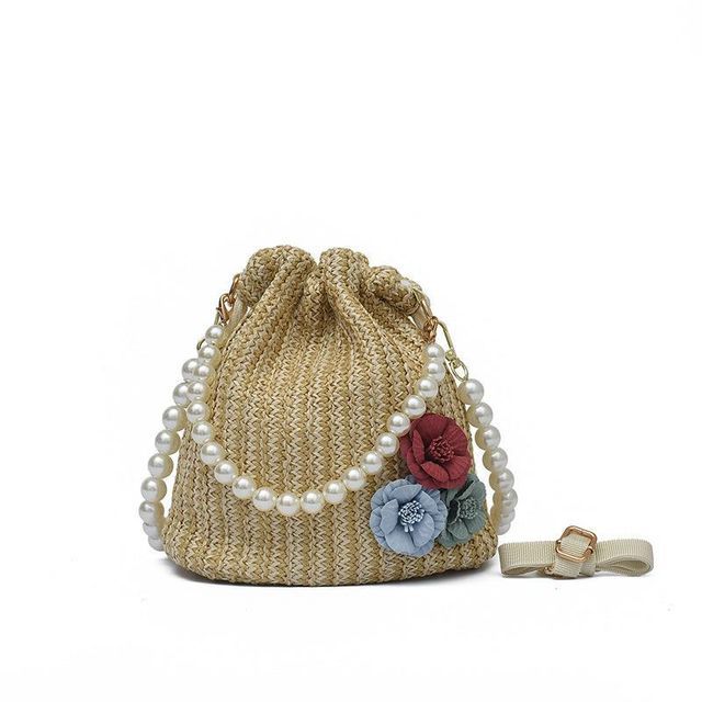 Bag Strap Faux Woven Bucket Pearl