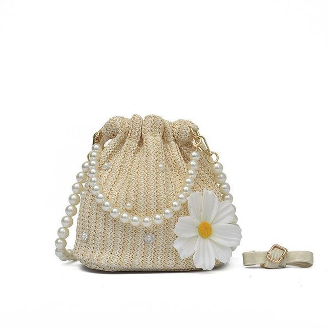 Bag Strap Faux Woven Bucket Pearl