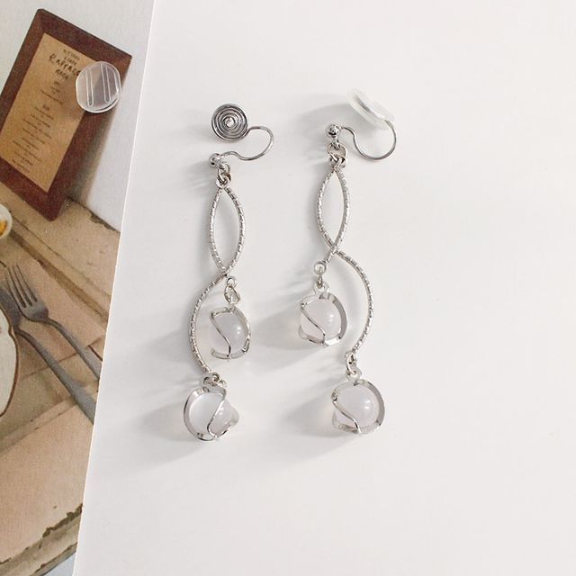 Alloy Eye Earring Faux Fringed Stone Cat