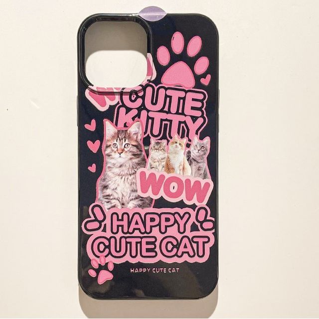 Lettering Cat Phone Case