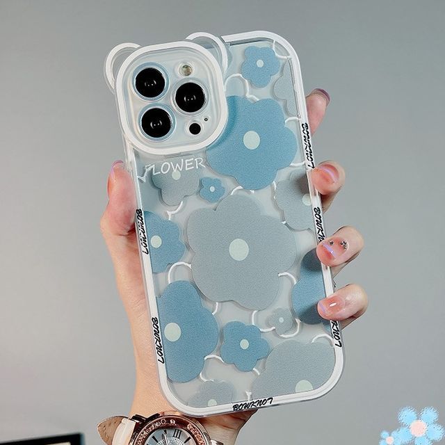 Transparent Chain Phone Flower Case Bead