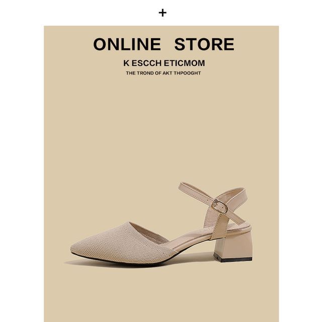 Pointy-Toe Heel Ankle Sandals Chunky Strap