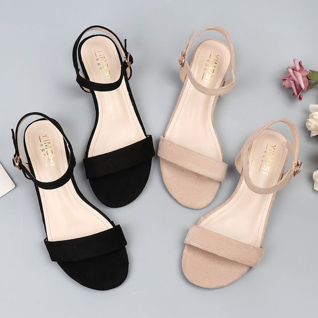Block Heel Plain Sandals