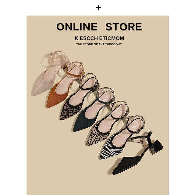 Pointy-Toe Heel Ankle Sandals Chunky Strap