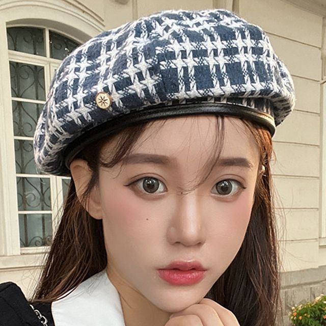 Hat Plaid Beret